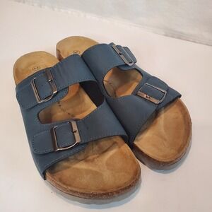 Bjorndal Arizona Sandals Mens 44 / US 11 Blue Straps Slip On Slides Birk Nwot